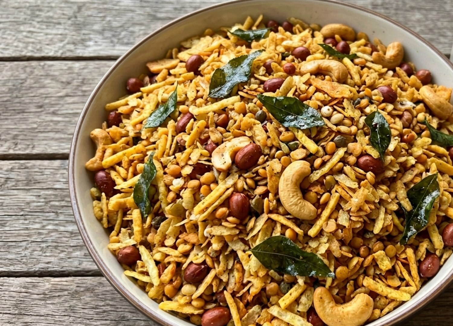 Savory snack mix close-up